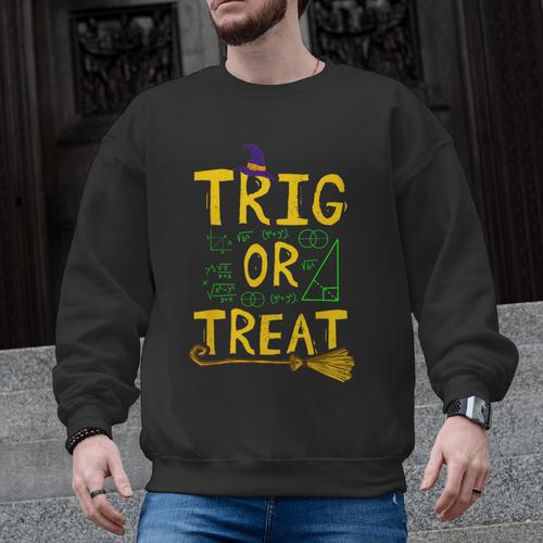 Halloween Math Teacher Trig Or Treat Student School College Men Graphic Sweatshirt - teacherstshirts.com AU