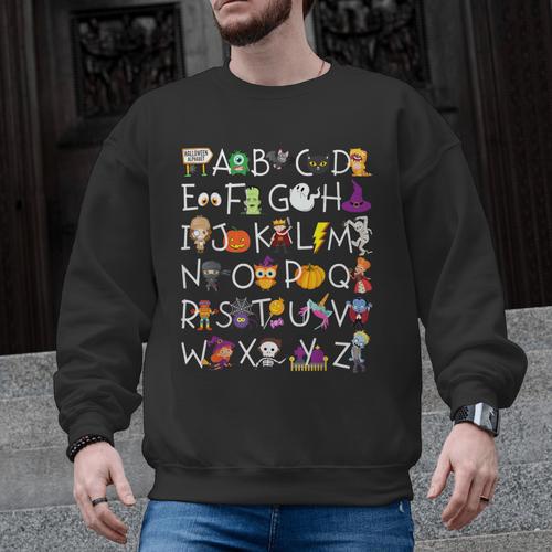 Halloween Nursery Teacher Shirt Halloween Alphabet Men Graphic Sweatshirt - teacherstshirts.com AU