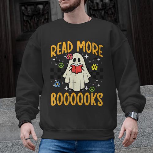 Halloween Read More Books Retro Costume Teacher Women Girls Men Graphic Sweatshirt - teacherstshirts.com