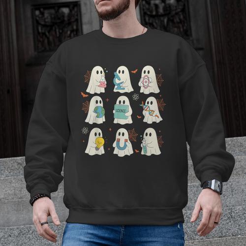 Halloween Science Teacher Student Ghost Laboratory Men Women Men Graphic Sweatshirt - teacherstshirts.com AU