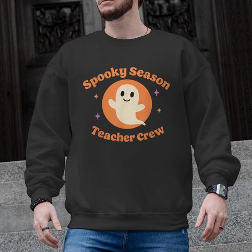 Halloween Teacher Crew Spooky Season Retro Ghost Men Graphic Sweatshirt - teacherstshirts.com DE