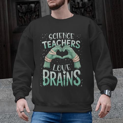 Halloween Teacher Tshirts Science Teachers Love Brains Men Graphic Sweatshirt - teacherstshirts.com