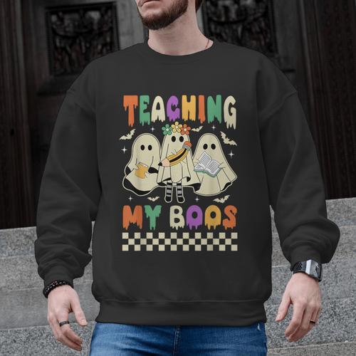 Halloween Teaching My Boos Cute Ghost Teacher Life Costume Men Graphic Sweatshirt - teacherstshirts.com AU