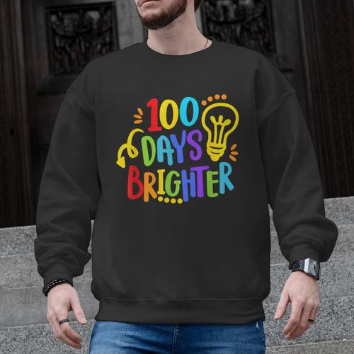 Happy 100th Day Of School 100 Days Brighter Girls Teacher Men Graphic Sweatshirt - teacherstshirts.com AU