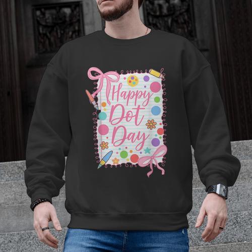 Happy Dot Day Bow Coquette For Teacher Girls Men Graphic Sweatshirt - teacherstshirts.com AU