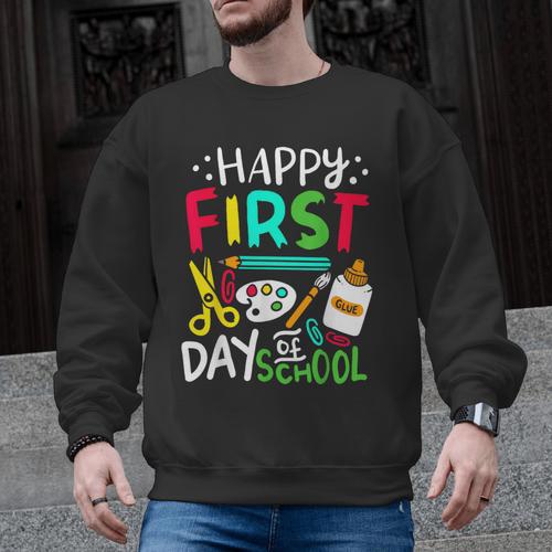Happy First Day Of School Teacher Back To School Student Men Graphic Sweatshirt - teacherstshirts.com