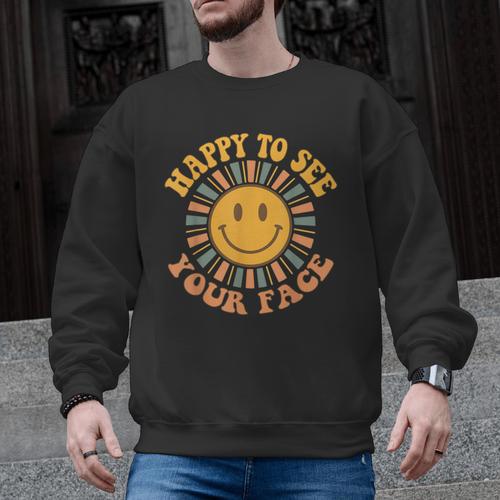 Happy To See Your Face Retro Happy Teacher Back To School Men Graphic Sweatshirt - teacherstshirts.com