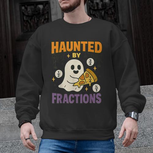 Haunted By Fractions Math Halloween Teacher Men Graphic Sweatshirt - teacherstshirts.com AU