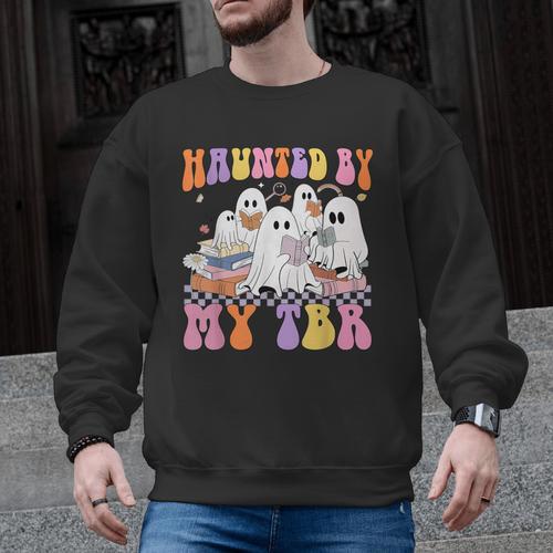 Haunted By My TBR Cute Ghosts Book Reading Teacher Halloween Men Graphic Sweatshirt - teacherstshirts.com DE