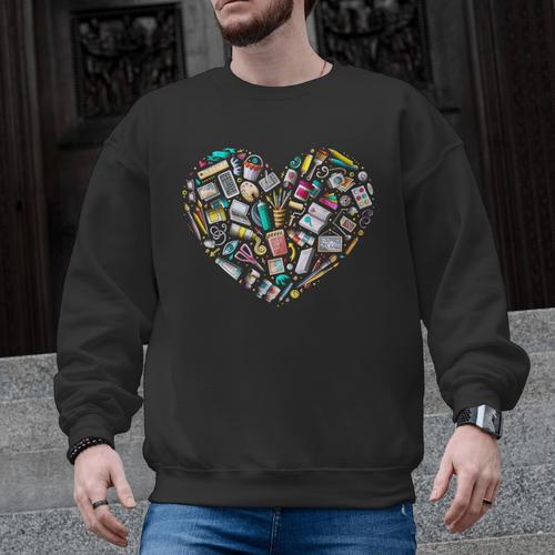 Heart Shape Art Teacher And Painting Sketching Artist Men Graphic Sweatshirt - teacherstshirts.com UK