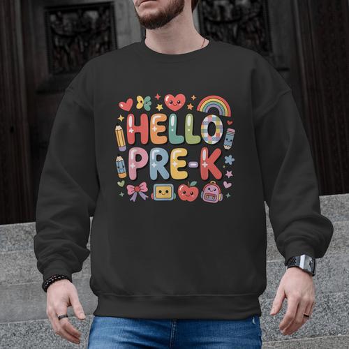 Hello Pre-K Back To School Teacher Student Fun Graphic Tee Men Graphic Sweatshirt - teacherstshirts.com AU