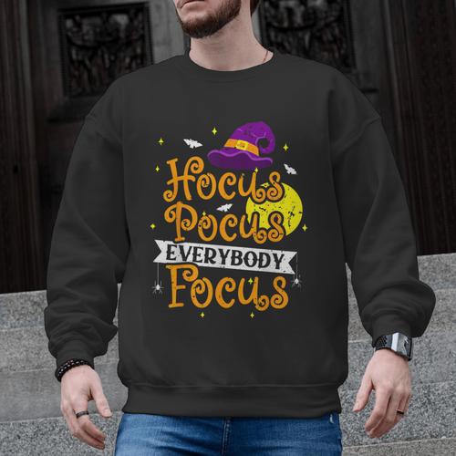 Hocus Pocus Everybody Focus Halloween Teacher Men Women Kids Men Graphic Sweatshirt - teacherstshirts.com DE