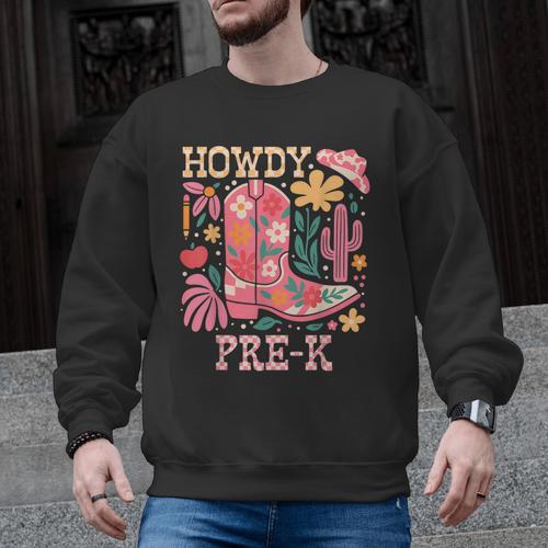 Howdy Pre-K Cowgirls Teacher Back To School Men Graphic Sweatshirt - teacherstshirts.com AU