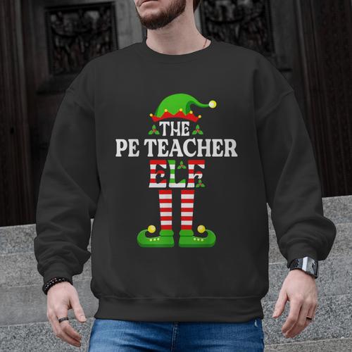 I'm The PE Teacher Elf Christmas Family Matching Men Graphic Sweatshirt - teacherstshirts.com CA