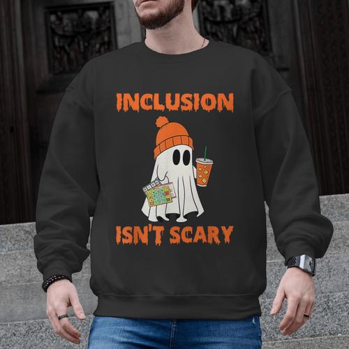 Inclusion Isn't Scary Shirt Halloween SLP Sped Teacher Men Graphic Sweatshirt - teacherstshirts.com AU
