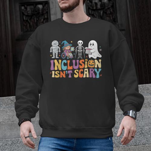 Inclusion Isn't Scary SLP Halloween Sped Teacher Men Graphic Sweatshirt - teacherstshirts.com CA