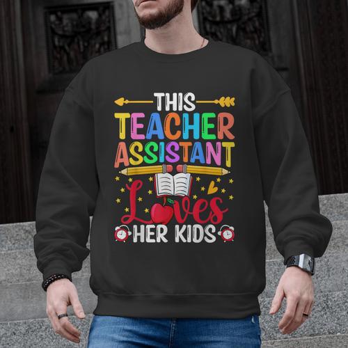 Instructional Assistant Loves Her Kids Teacher Assistant Men Graphic Sweatshirt - teacherstshirts.com UK