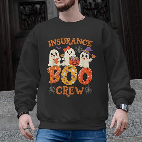 Insurance Boo Crew Halloween Spooky Costume Teacher Men Graphic Sweatshirt - teacherstshirts.com AU
