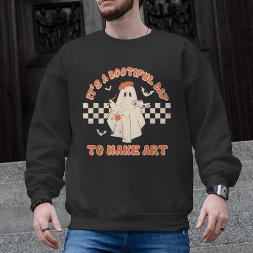 It's A Bootiful Day To Make Art Halloween Art Teacher Men Graphic Sweatshirt - teacherstshirts.com UK