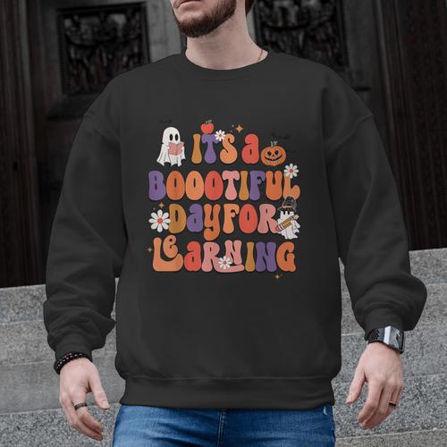 It's A Bootiful Day For Learning Cute Teacher Halloween Men Graphic Sweatshirt - teacherstshirts.com AU