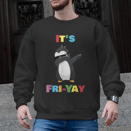 It's Fri-Yay Dabbing Penguin Friday Weekend Teacher Student Men Graphic Sweatshirt - teacherstshirts.com UK