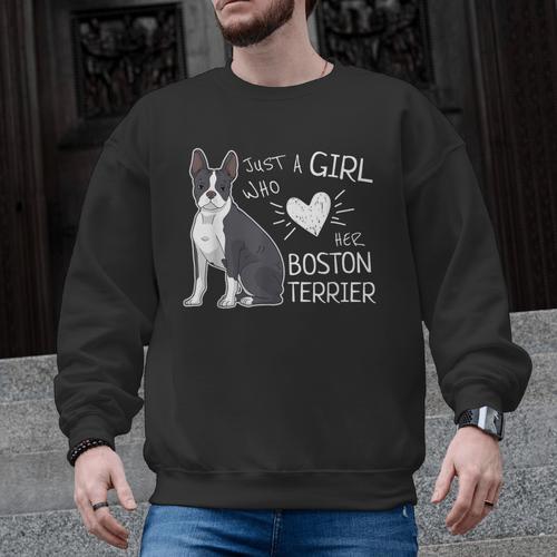 Just A Girl Who Loves Her Boston Terrier Puppy Love Men Graphic Sweatshirt - Bostonterriersmerch.com
