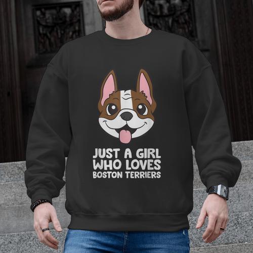 Just a Girl Who Loves Boston Terriers Men Graphic Sweatshirt - Bostonterriersmerch.com