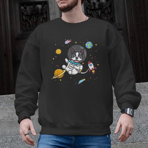 Kawaii Kids & Boys Astronaut Space Boston Terrier Dog Lover Men Graphic Sweatshirt - Bostonterriersmerch.com
