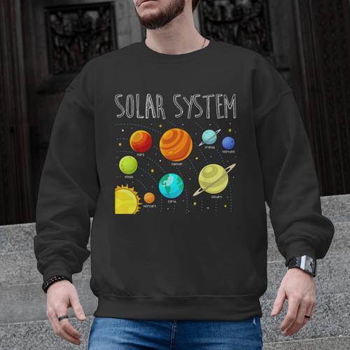 Kids Solar Systems Cute Planets Space Science Teacher School Men Graphic Sweatshirt - teacherstshirts.com CA
