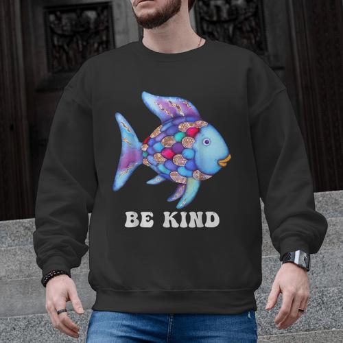 Be Kind Rainbow Fish Teacher Life Teaching Back To School Men Graphic Sweatshirt - teacherstshirts.com DE