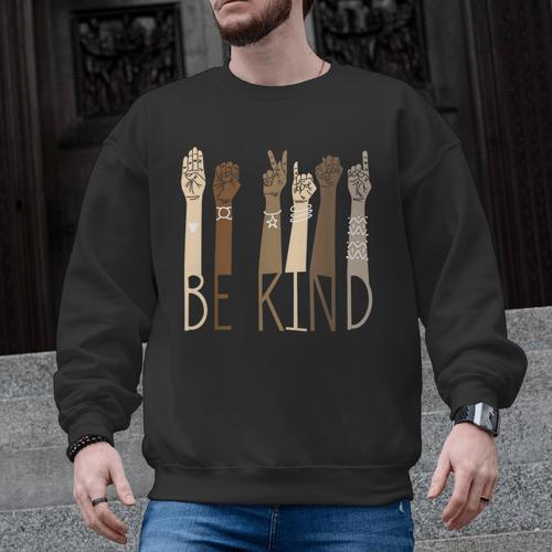 Be Kind Sign Language Hand Talking Teachers Interpreter ASL Men Women Men Graphic Sweatshirt - teacherstshirts.com