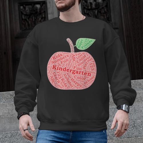 Kindergarten Apple Word Art For Teachers & Students Men Graphic Sweatshirt - teacherstshirts.com