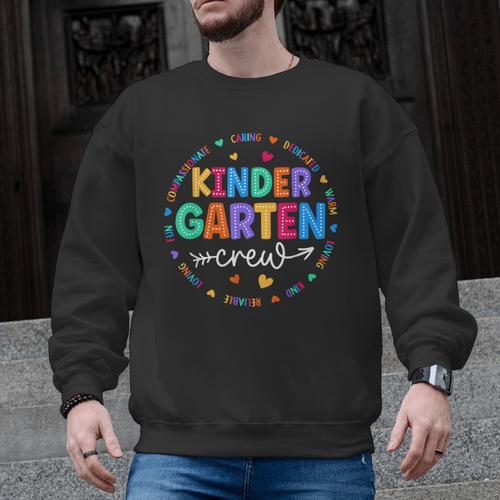 Kindergarten Crew Back To School Kindergarten Teacher Kids Men Graphic Sweatshirt - teacherstshirts.com