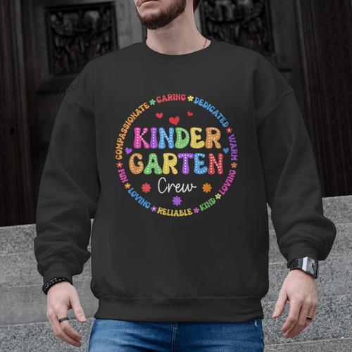 Kindergarten Crew Funy Back To School Teachers Kids Students Men Graphic Sweatshirt - teacherstshirts.com UK
