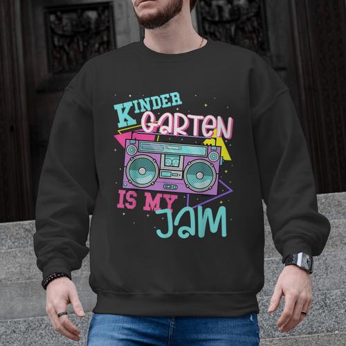 Kindergarten Is My Jam Cute Teacher Shirt 80's 90's Styl Men Graphic Sweatshirt - teacherstshirts.com UK