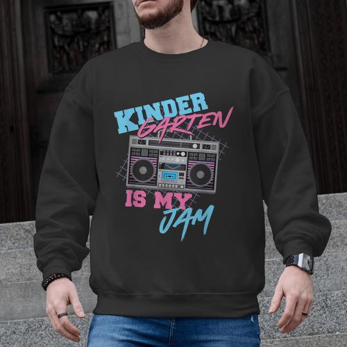 Kindergarten Is My Jam Vintage 80s Boombox Teacher Student Men Graphic Sweatshirt - teacherstshirts.com AU