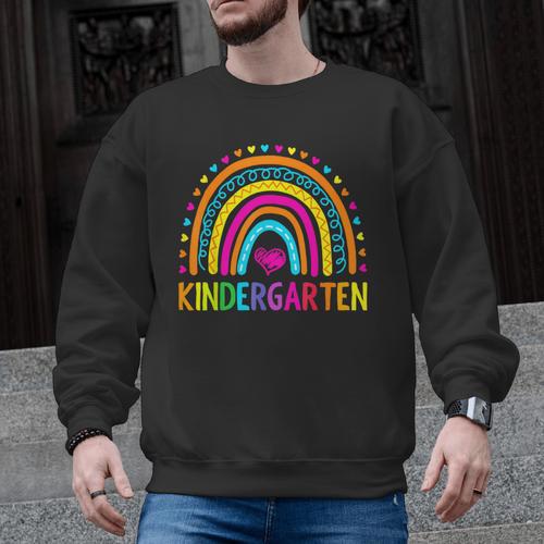 Kindergarten Rainbow Girls Boys Teacher First Day Of School Men Graphic Sweatshirt - teacherstshirts.com