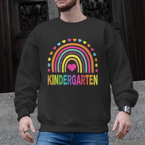 Kindergarten Rainbow Girls Boys Teacher Team Kinder Squad Men Graphic Sweatshirt - teacherstshirts.com UK