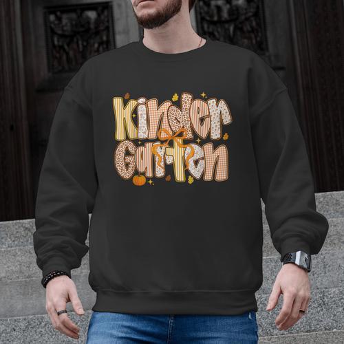 Kindergarten Teacher Fall Pumpkin Autumn Cute Men Graphic Sweatshirt - teacherstshirts.com