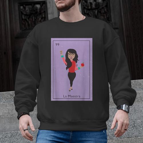 La Maestra Mexican Bingo Card Teacher Lottery Card Men Graphic Sweatshirt - teacherstshirts.com CA