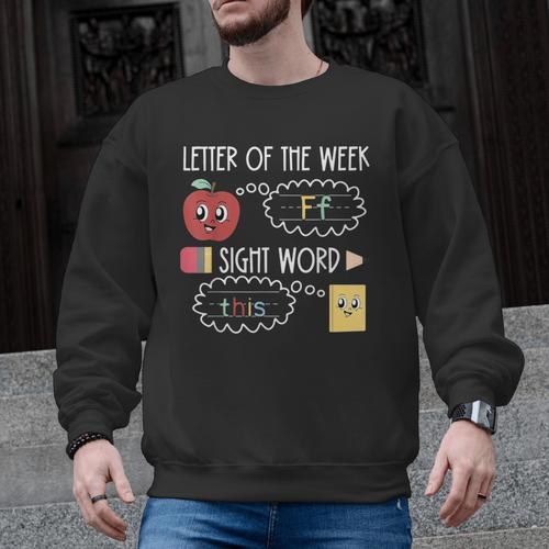 Letter Of The Week Ff Sight Word Teacher Squad Men Graphic Sweatshirt - teacherstshirts.com CA
