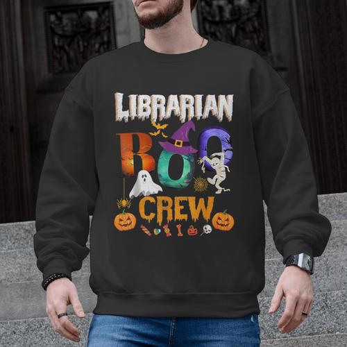 Librarian Boo Crew Teacher Student Halloween Costume Men Graphic Sweatshirt - teacherstshirts.com AU