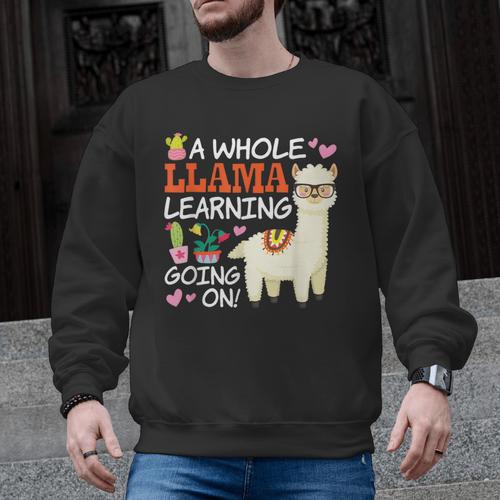 Llama Learning T Shirt Teachers Students Alpaca Lovers Men Graphic Sweatshirt - teacherstshirts.com AU