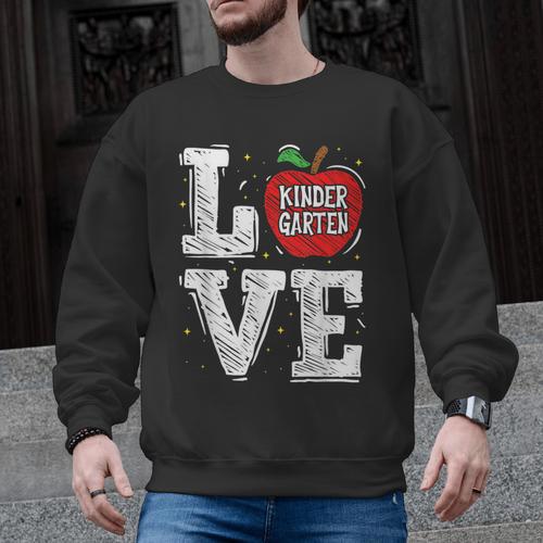 LOVE Kindergarten Teacher Student School Apple Men Graphic Sweatshirt - teacherstshirts.com UK