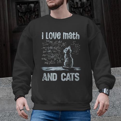 I Love Math And Cats Cat Lover Science Teacher Student Men Graphic Sweatshirt - teacherstshirts.com AU