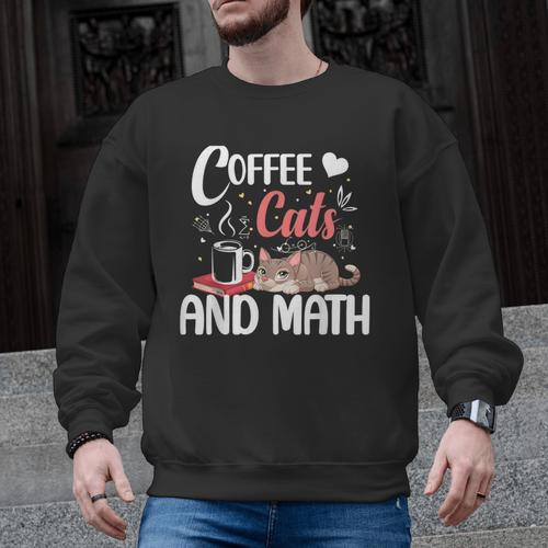 I Love Math Cats And Coffee Heart Mathematics Teacher Men Graphic Sweatshirt - teacherstshirts.com AU