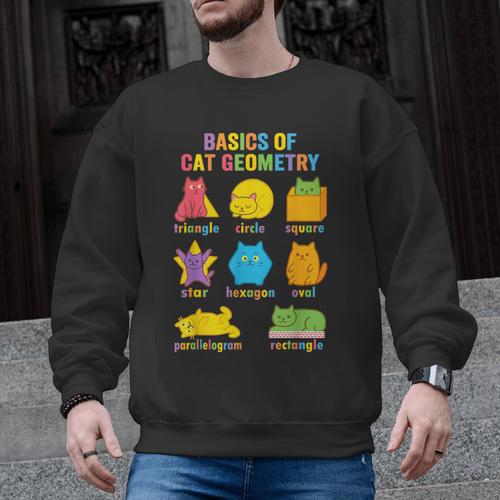 Math Cat Geometry Back To School Mathematics Teacher Men Graphic Sweatshirt - teacherstshirts.com AU