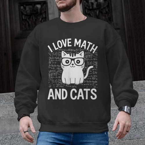 Math And Cats Apparel For Teachers Students Cat Lovers Men Graphic Sweatshirt - teacherstshirts.com AU
