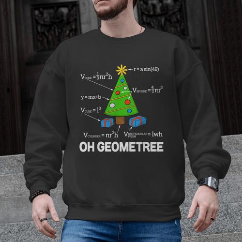 Math Geometry Christmas Tree Geometree Teacher Men Graphic Sweatshirt - teacherstshirts.com CA