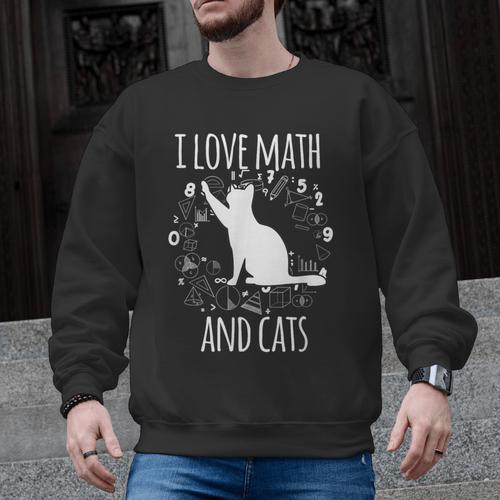 Math Nerd Math Teacher Cat Lover I Love Math And Cats Men Graphic Sweatshirt - teacherstshirts.com